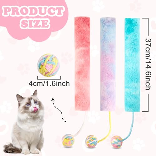 Cat Kicker Toy Large 3pcs, Catnip Toys for Cats, for Indoor Cats, Interactive Kitten Toys with Bell 14.6in/37cm - style: Bell 3pcs