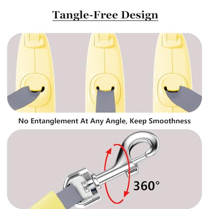 Retractable Dog Leash, 16Ft/5M Light Weight Retractable Leash for Small Medium Dogs/Cats Up to 50lbs, Strong Nylon Tape 360° Tangle-Free One-Hand Brake (Yellow) - color: Yellow