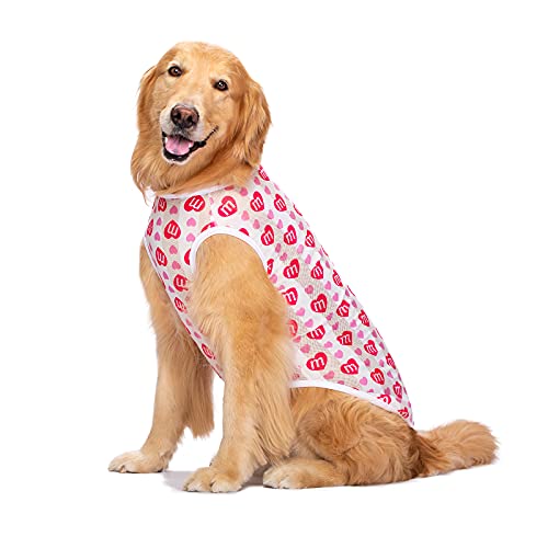HDKUW Pet Clothes,Dog Summer T-Shirt Cool Breathable Sunscreen Dog Vest Clothes Outfit Costume for Medium Large Dogs Red Heart XL - color: Red Heart, size: XL