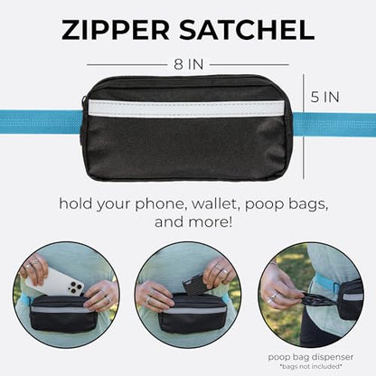 Squirrel Products Hands Free Dog Leash with Hip Belt/Crossbody Strap, Zipper Pouch, and Shock Absorbing Bungee for Walking or Jogging with pet (Blue, Black) - color: Blue and Black