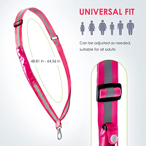 LED Belt Reflective Sash for Walking at Night, High Visibility Adjustable Night Running Safety Gear Rechargeable LED Light Up Running Belt Reflective Gear for Runners Walkers Men Women - color: red