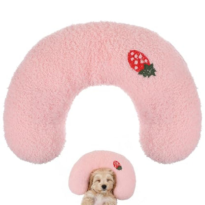 U-Shaped Pillow for Pets Cat Calming Pillows Indoor Pet Soft Fluffy Cat Dog Bed Anxiety Relief Half Donut Cuddler with Cute Embroidery Pattern Pet Neck Pillow for Cats Dogs Other Pets