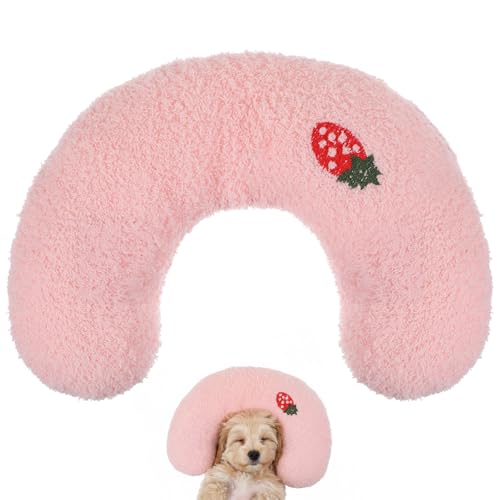 U-Shaped Pillow for Pets Cat Calming Pillows Indoor Pet Soft Fluffy Cat Dog Bed Anxiety Relief Half Donut Cuddler with Cute Embroidery Pattern Pet Neck Pillow for Cats Dogs Other Pets