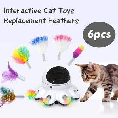 ORSDA 6Pcs Interchangeable Attachments Cat Feather Toys Replaceable Feathers and Fluffy Toy Accessories - color: Various Refills Feathers*6