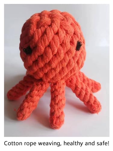 Dog Toys Puppy Teething Chew Toys,Dog Rope Toys,Cat Chew Toys,Safe Braided Rabbit Toys Healthy Gift - color: orange octopus