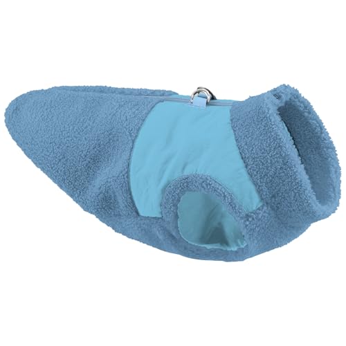 Gooby Zip Up Sherpa Vest - Blue, Small - Two Tone Fuzzy Fleece Dog Sweater with Built-in Harness and Extra Security for Small Dog and Medium Dog - color: Blue, size: Small (~16.5")