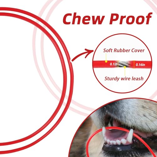 PUPTECK Chew Proof Dog Leash with Detachable Short Leashes Padded Handle Reflective, Heavy Duty Steel Cable Lead for Small Medium Large Dogs Training Walking, Red 4.9ft - color: Red