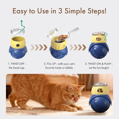 Mira's Pocket Wobble Treat Dispensing Pet Toy, Interactive Slow Feeder Puzzle Toy for Mental Stimulation and Boredom Relief for Cats and Dogs