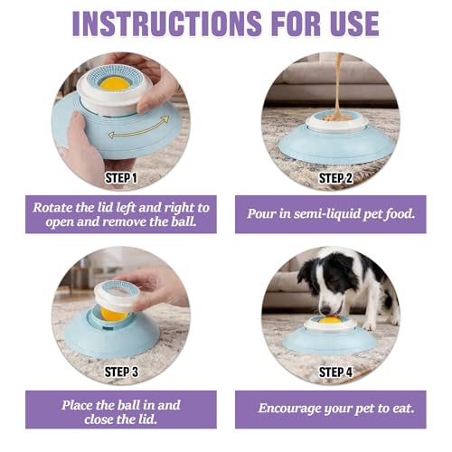 2 PCS Dog Lick Sphere Slow Feeder, Non-Slip Licking Bowl with Suction Cup, Enrichment Puzzle Feeder,Treat Dispenser for Liquid & Soft Food, for All Dogs and Cats