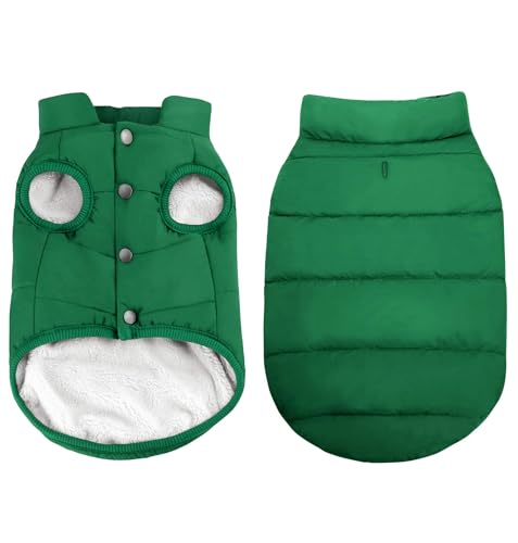 ASENKU Dog Winter Coat - Waterproof Windproof Dog Jacket, Warm Snowproof Doggie Puffer Vest for Cold Weather, Lightweight Snow Coats for Small Medium Large Dogs (L, Green) - color: Green, size: Large