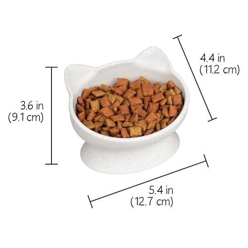 Kitty City Elevated Cat Bowls (Set of 2), Whisker-Friendly Raised Cat Food & Water Dishes, Modern Pedestal Design, Dishwasher Safe, 6.5 oz Each – White & Gray - color: White & Gray, style: Small