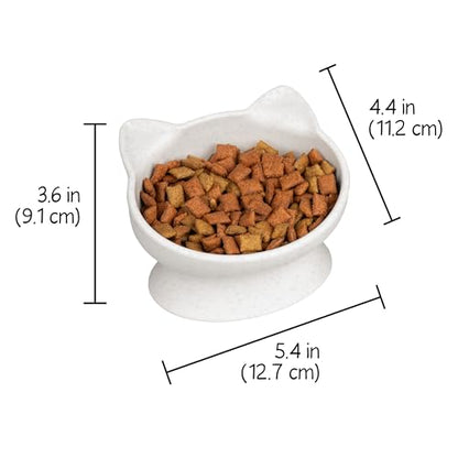 Kitty City Elevated Cat Bowls (Set of 2), Whisker-Friendly Raised Cat Food & Water Dishes, Modern Pedestal Design, Dishwasher Safe, 6.5 oz Each – White & Gray - color: White & Gray, style: Small