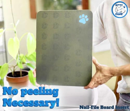 Cat Nail File Scratcher, Odor-Resistant Litter Box Emery Board Scratcher Pad, No Peeling Needed, Waterproof, Non-Toxic & Long-Lasting Cat Scratcher that Files Nails