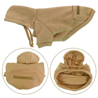 Jecikelon Pet Dog Cold Weather Coat with Pocket Winter Dog Hoodie Warm Puppy Clothes for Small Dogs Chihuahua Clothing (Khaki, X-Small) - color: Khaki, size: X-Small