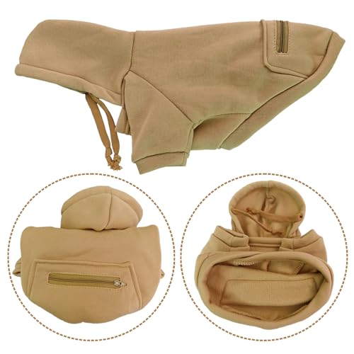Jecikelon Pet Dog Cold Weather Coat with Pocket Winter Dog Hoodie Warm Puppy Clothes for Small Dogs Chihuahua Clothing (Khaki, Small) - color: Khaki, size: Small