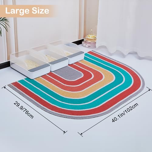 Cat Litter Mat Quality Litter Box Mat Large Non-Slip Cat Litter Mat Litter Trapping Mat Soft Kitty Litter Mat Compatible Two Litter Boxes Cat Products Easy to Clean,Orange,XL - color: Red, size: XL(40" x 30")