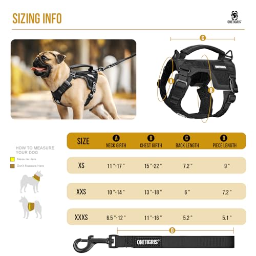 OneTigris Dog Harness Extra Small Puppy Harness, No-Pull Dog Leash Set, Adjustable Soft Padded Vest, No-Choke Pet Vest with Easy Control Handle for Small Dogs(Black, XXS) - color: Black, size: XXS