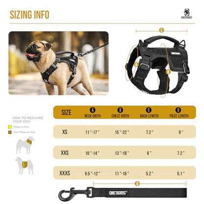 OneTigris Dog Harness Extra Small Puppy Harness, No-Pull Dog Leash Set, Adjustable Soft Padded Vest, No-Choke Pet Vest with Easy Control Handle for Small Dogs(Black, XXS) - color: Black, size: XXS