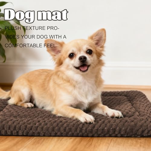 Dog Bed Crate Mat, Soft Durable Washable Anti-Slip Kennel Pad for Dogs & Cats, Reversible (Dark Brown, S(24"*18"*1.5")) - color: Dark Brown, size: S(24"*18"*1.5")