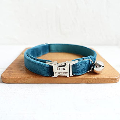 Cat Collar Personalized with Name Phone Number Engraved,Customized with Bell for Small Dogs Puppy Kitten - color: Green, size: S (6"-10")