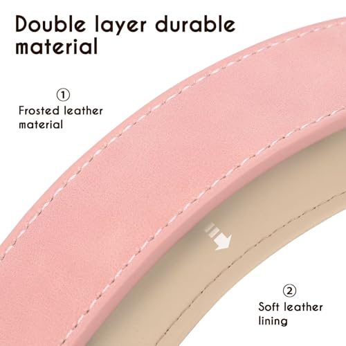 Didog Soft Padded PU Leather Dog Collar, Adjustable Pink Dog Collars for Medium Dogs with Durable Metal Buckle and D Ring,Pink,L - color: Pink, size: L: Fit Neck 13-17"(22-44lbs)