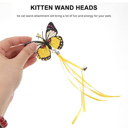 LUOZZY 6 Pcs Butterflies Cat Teaser Attachments and Replacements - Interactive Cat Wand Toys