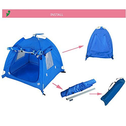 Breathable Washable Pet Puppy Kennel Dog Cat Folding Indoor Outdoor House Bed Tent (L, Coffee)