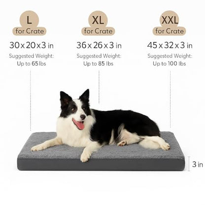 Dog Bed with Waterproof Inner Liner, Removable Cover, Egg Crate Foam Dog Beds, Easy to Clean，36×26Inch，Khaki - color: Khaki, size: 36"L x 26"W x 3"Th
