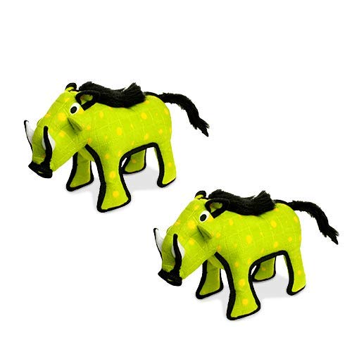TUFFY - World's Tuffest Soft Dog Toy - Desert - Multiple Layers. Made Durable, Strong & Tough. Interactive Play (Tug, Toss & Fetch). Machine Washable & Floats (Green Warthog, Large 2 Pack) - color: Green Warthog, size: Large 2 Pack
