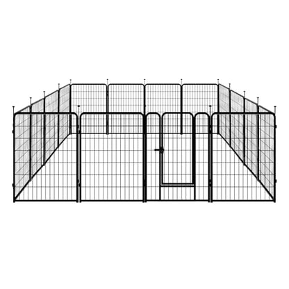 Amazon Basics Dog Playpen, 16 Panels Metal Fence with Door, Foldable for Indoor and Outdoor Use, Suitable for Small to Medium Sized Dogs, 36 Inch Height, Black - style: 16pcs-36"