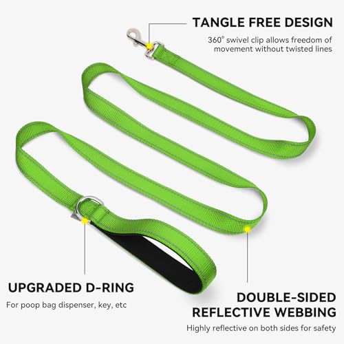 Joytale Dog Leash, 4 FT Double-Sided Reflective, Padded Handle Nylon Heavy Duty Leashes for Medium & Large Dogs Walking, Green - color: Green, size: 4 ft Standard