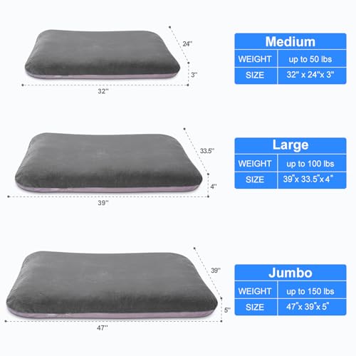 Super Soft Large Dog Bed, 39 Inches Orthopedic Foam Pet Beds with Anti Slip Bottom, Dog Sleeping Mattress with Removable and Washable Cover, Grey - color: Grey, size: 39.0"L x 33.5"W x 4.0"Th