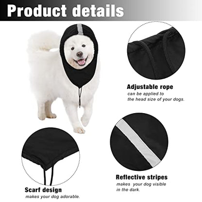 Geyoga 2 Pieces Waterproof Dog Snood Dog Neck and Ears Warmer Reflective Neck Ear Scarf Snood Headband Scruff Winter Headwear(Large) - size: Large