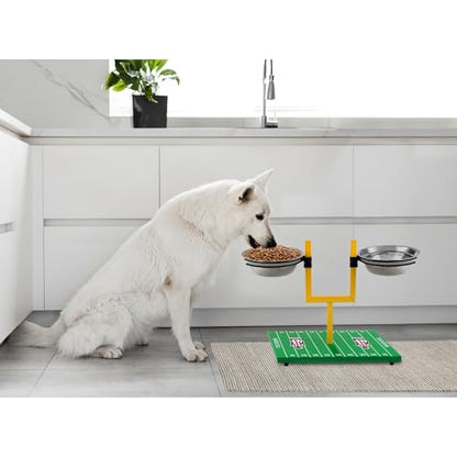 NCAA Texas A&M Aggies Goalpost Football Field Dog Feeder – Adjustable Elevated Dog Bowls with Stand, 2 Stainless Steel Bowls, Non-Slip Rubber Feet, Raised Pet Feeder for Large & Small Dogs - color: Texas A&M Aggies
