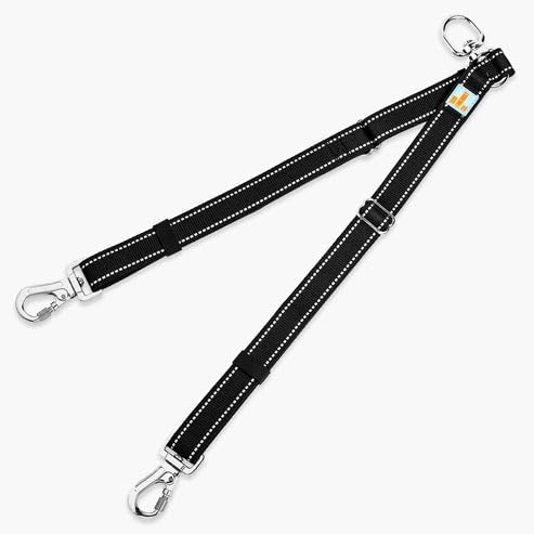 Dog Friendly Co. Leash Splitter | Walk Two Dogs | Complete Control - 360° Swivel, Tangle Free, Adjustable Length, Reflective Webbing, Heavy Duty Clips (Black) - color: Black