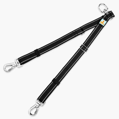 Dog Friendly Co. Leash Splitter | Walk Two Dogs | Complete Control - 360° Swivel, Tangle Free, Adjustable Length, Reflective Webbing, Heavy Duty Clips (Black) - color: Black