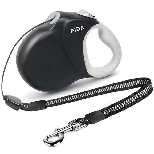 Fida Upgraded Retractable Dog Leash 30ft, Heavy Duty Pet Walking Leash for Medium/Large Breed up to 110 lbs, 360° Tangle-Free Long Retract Dog Lead, Soft Grip, One-Hand Brake, Black - color: Black, size: Large（30ft）