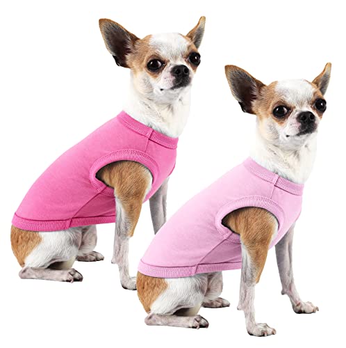 Dog Pink Shirts for Small Dogs,Blank Plain Pink Cotton Shirt,S Pink Rose - color: Pink & Rose, size: Small