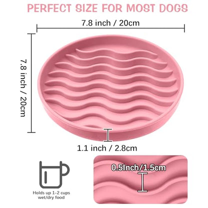 Fhiny Slow Feeder Dog Bowl, Silicone Dog Puzzle Bowl Slow Feeder Puppy Bowls Slow Eating Modern Lick Mat Design Dishwasher Microwave Fit for Fast Eaters, All Small Medium Dogs Puppy Doggy (Pink) - color: Pink