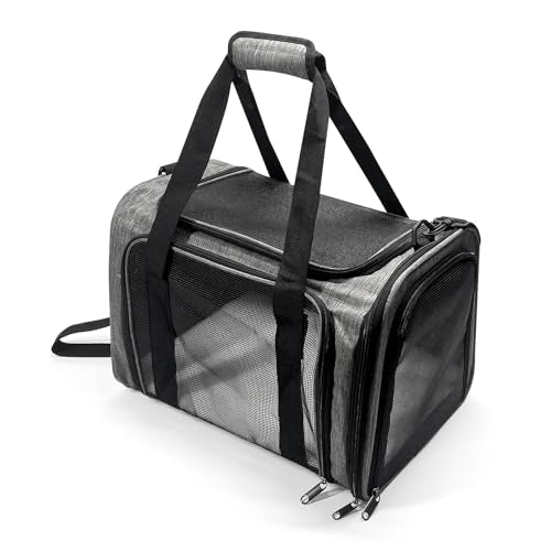 Pet Carrier for Small Dogs Cats, Up to 15Lbs, Airline Approved Collapsible Travel Puppy Carrier, 17x11x11 Inches, Grey - color: Grey, size: 17.0"L x 11.0"W x 11.0"H