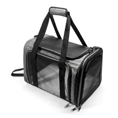 Pet Carrier for Small Dogs Cats, Up to 15Lbs, Airline Approved Collapsible Travel Puppy Carrier, 17x11x11 Inches, Grey - color: Grey, size: 17.0"L x 11.0"W x 11.0"H