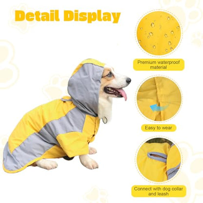 Dog Raincoat, Water Resistant, Adjustable, Cool Design (Yellow, X-Small) - color: Yellow, size: X-Small