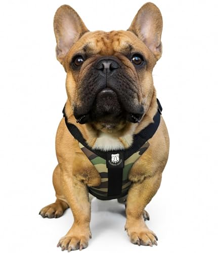 No-Pull Harness for English & French Bulldogs - Adjustable Wide-Chest Fit, Reflective Vest with Control Handle (K9 Khaki Camo, Small) - color: K9 Khaki Camo, size: Small