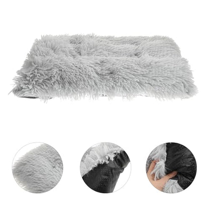 SUPVOX Plush Cat Sleeping Mat and Dog Pad Warm Long Velvet Cushion for Small Dogs and Cats Indoor Comfortable Pet Bed Gray S Size Random Style