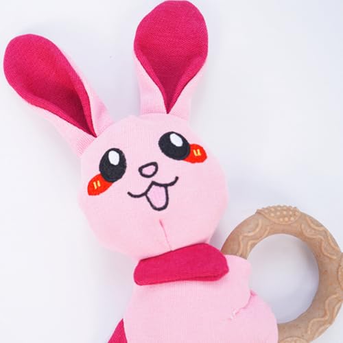 TiaoBug Puppy Teething Toy with Squeaky Soft Plush Dog Chew Toys for Small Dogs Interactive TPR Rabbit One Size - color: Rabbit