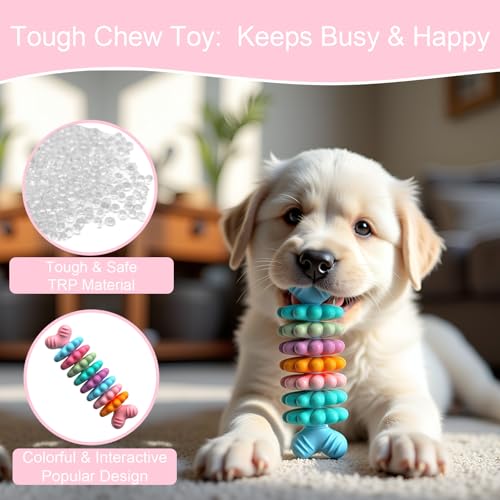 Puppy Teething Toy, Indestructible Dog Chew Toys for Aggressive Chewers, Puppy Toys to Keep Them Busy and Clean Teeth, Interactive Dog Toy for Small & Medium Breeds