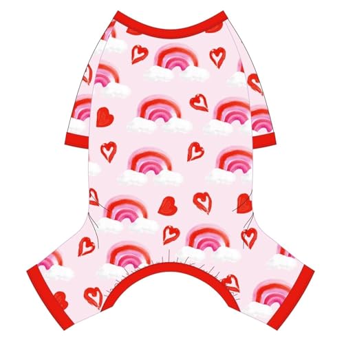 Dog Pajamas for Small Dogs, Soft Thin Pjs Jammies Cat Doggie, Summer Pet Cute Puppy Clothes Outfits Dogs Boy Girl(Red Heart, XS) - color: Red Heart, size: X-Small (Chest 11.8 in)