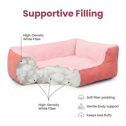 Tiny Dog Bed 18 Inch for Extra Small Dogs, Soft Rectangle Puppy Bed with Plush Surface, Washable Small Pet Bed,Pink - color: Pink, size: 18"x14"x4"