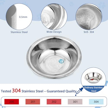 ZUFECY 2-Pack Cat Bowl Combo Set,7.1'' Stainless Steel Flat Plate & Deep Bowl, Dual-Purpose for Dry/Wet Food & Water Feeding