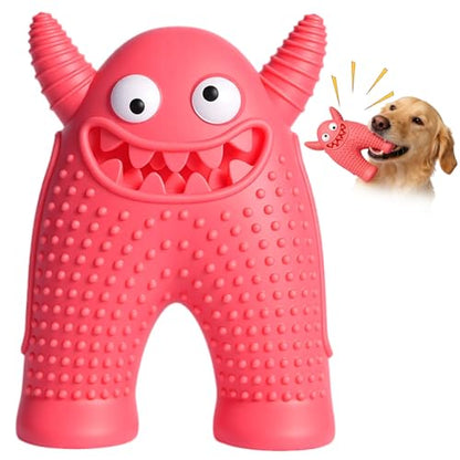 Dog Chew Toys Floating Squeaky Toy for Puppy Toothbrush Teething Cleaning Toys Outdoor Swimming Interactive Tough Toys for Small and Medium Dogs - color: Monster-red